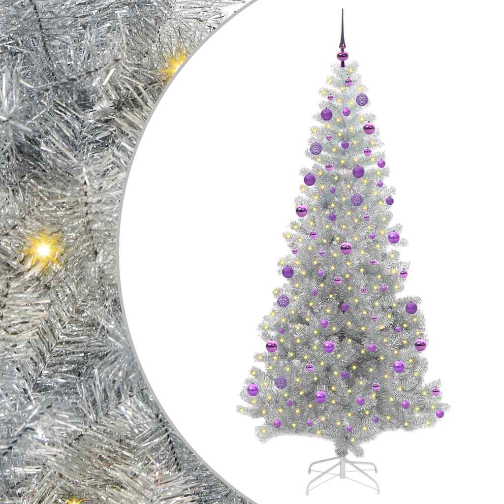 Albero di Natale con 300 LED con supporto Argento 210 cm PET