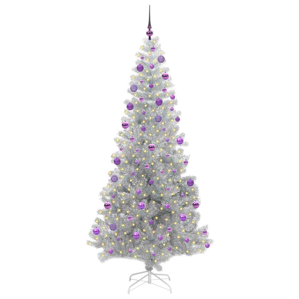 Albero di Natale con 300 LED con supporto Argento 210 cm PET