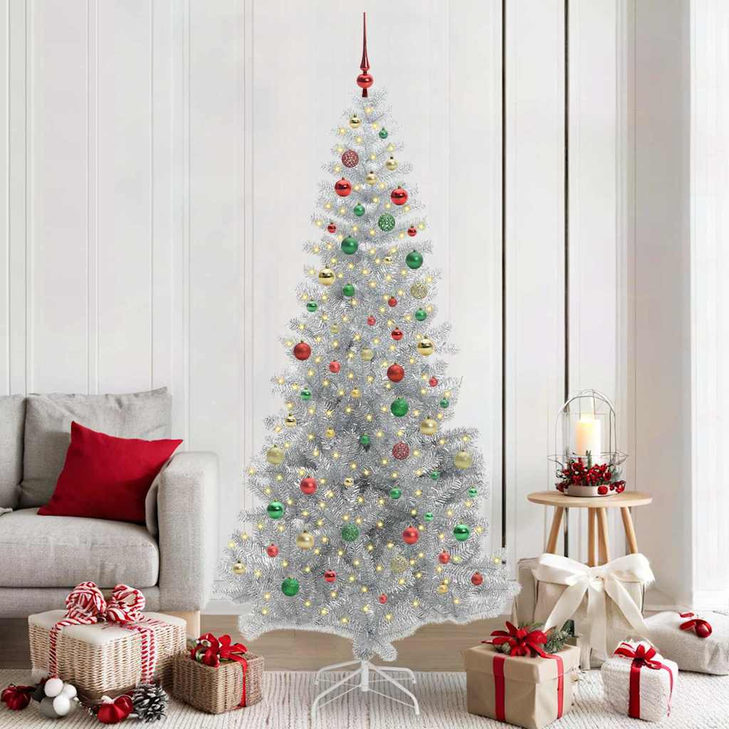 Albero di Natale con 300 LED con supporto Argento 210 cm PET