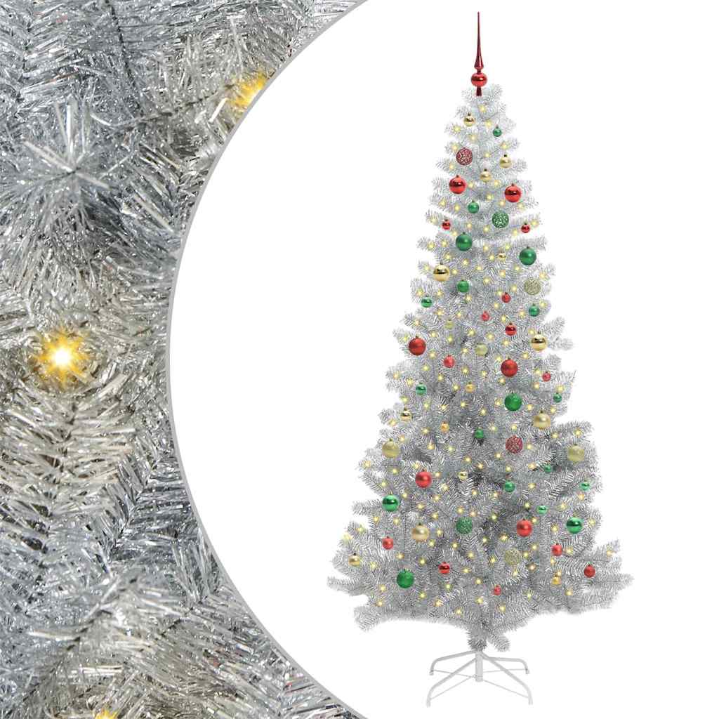 Albero di Natale con 300 LED con supporto Argento 210 cm PET