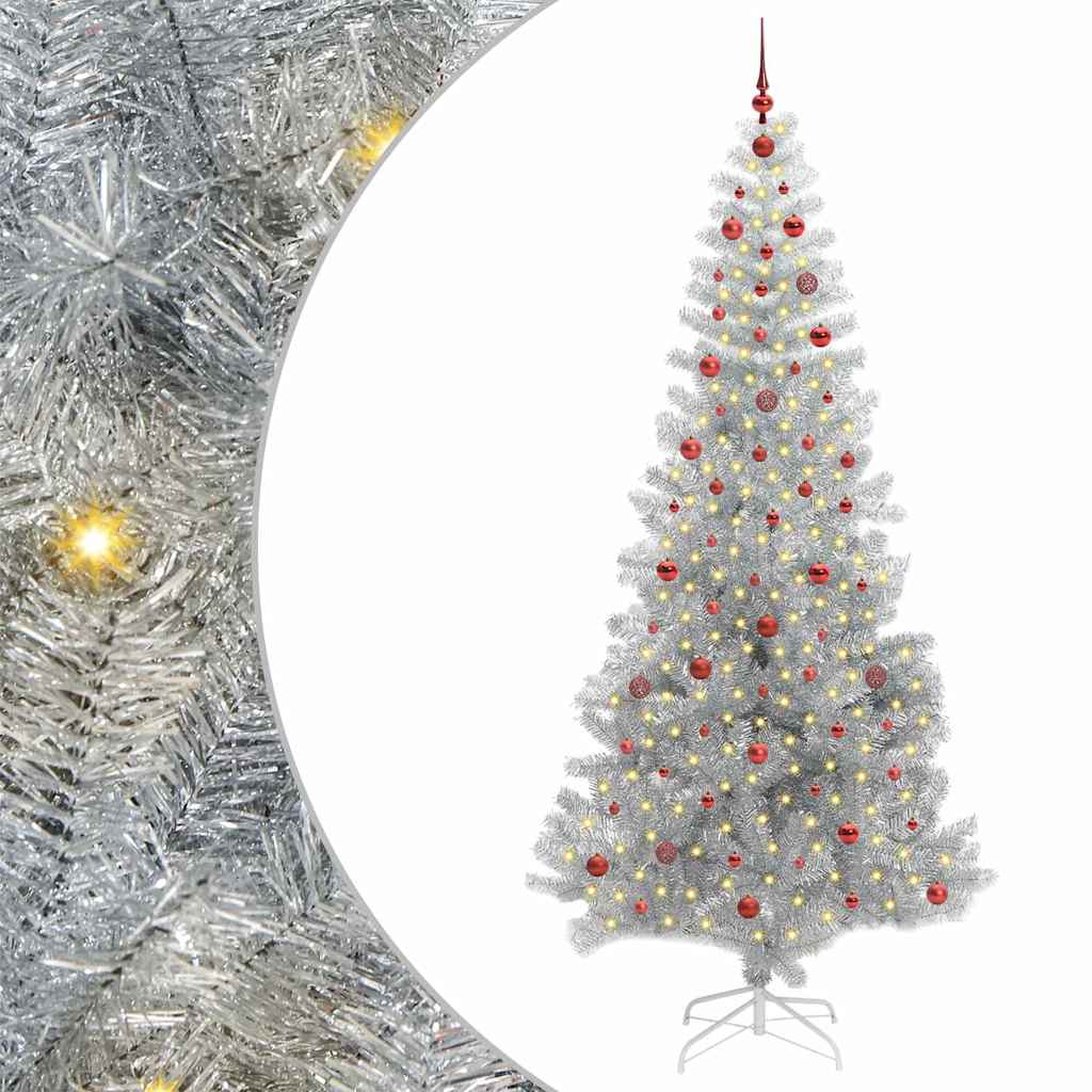 Albero di Natale con 300 LED con supporto Argento 240 cm PET