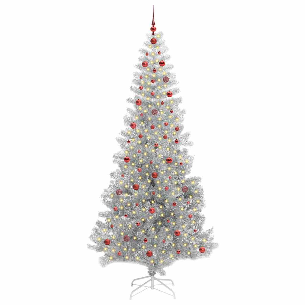 Albero di Natale con 300 LED con supporto Argento 240 cm PET