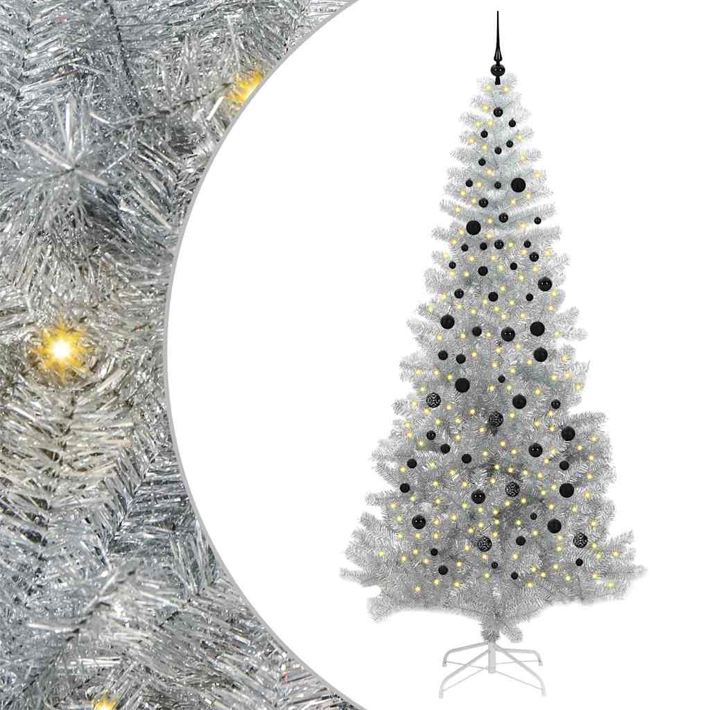 Albero di Natale con 300 LED con supporto Argento 240 cm PET