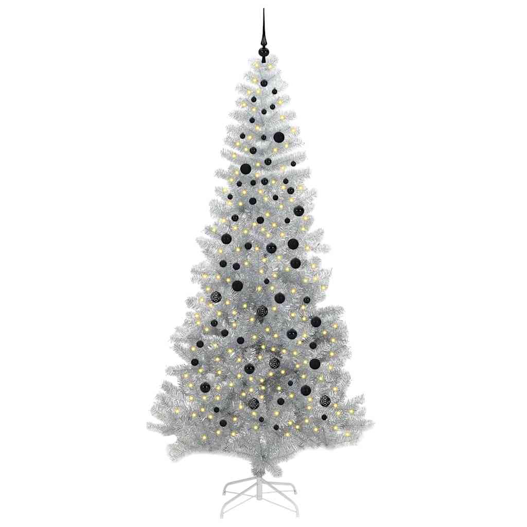Albero di Natale con 300 LED con supporto Argento 240 cm PET
