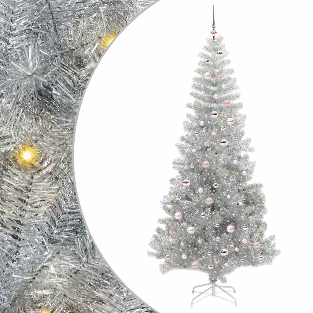 Albero di Natale con 300 LED con supporto Argento 240 cm PET