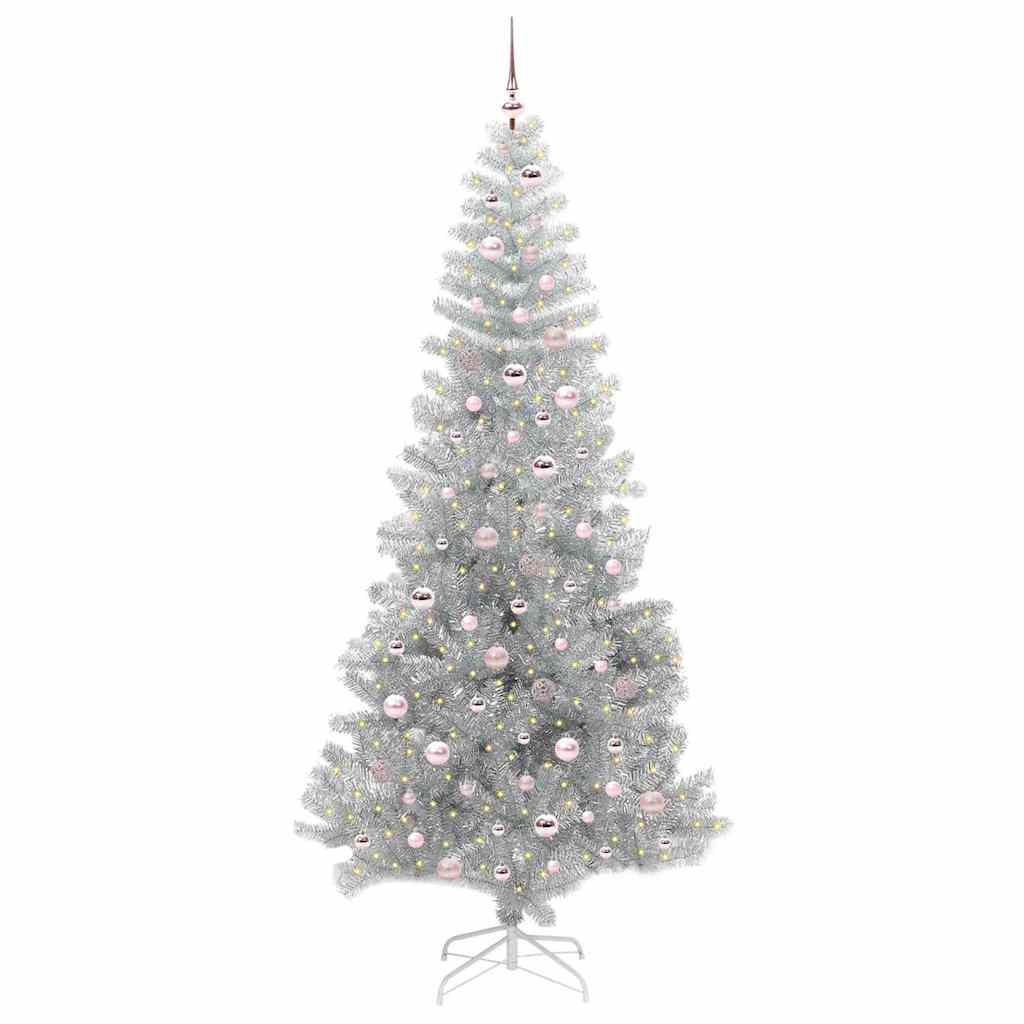 Albero di Natale con 300 LED con supporto Argento 240 cm PET