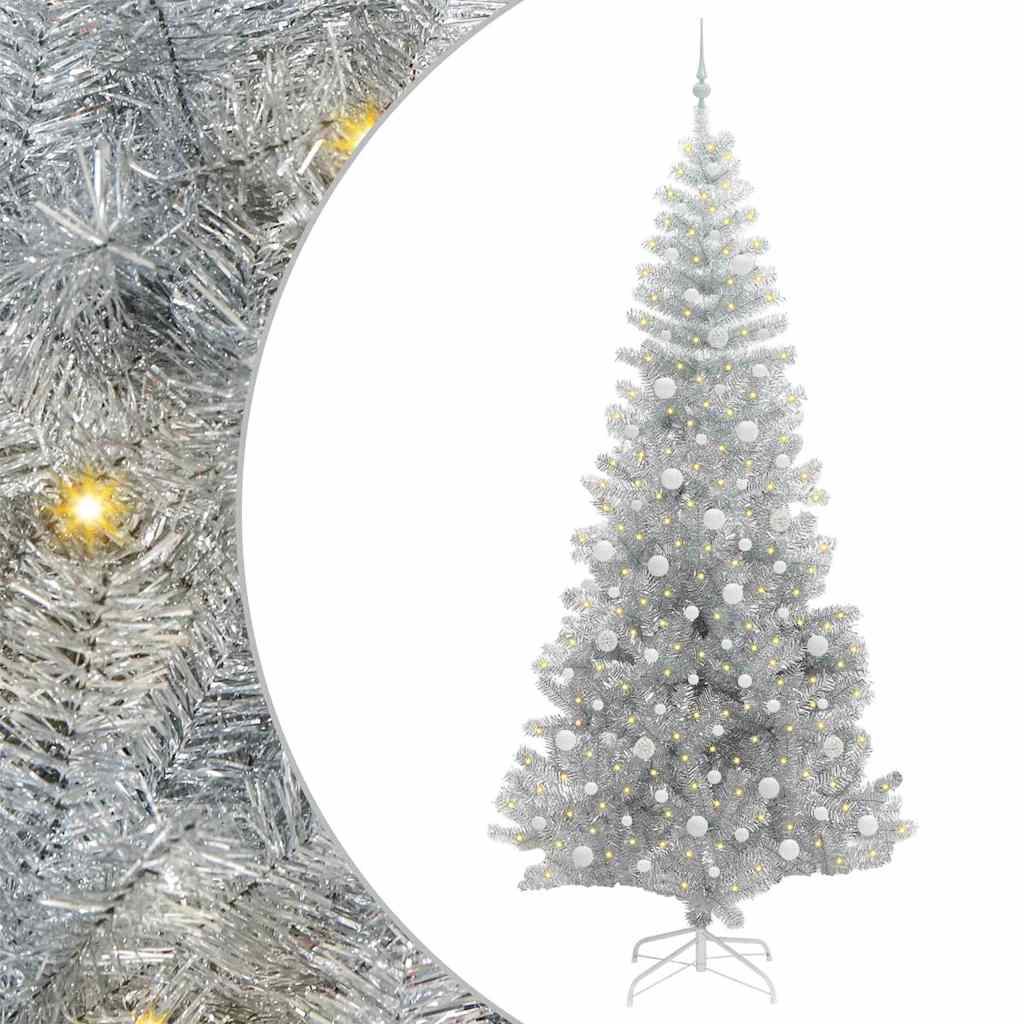 Albero di Natale con 300 LED con supporto Argento 240 cm PET
