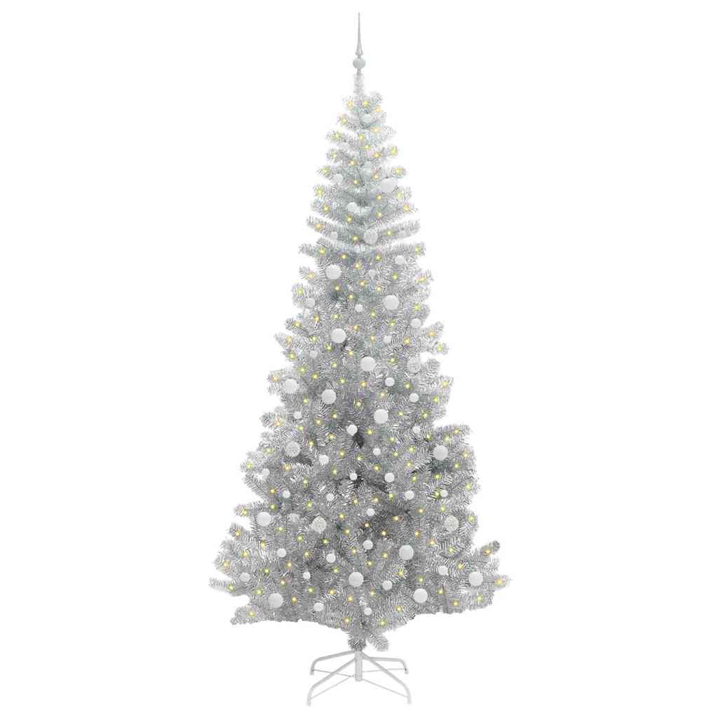Albero di Natale con 300 LED con supporto Argento 240 cm PET