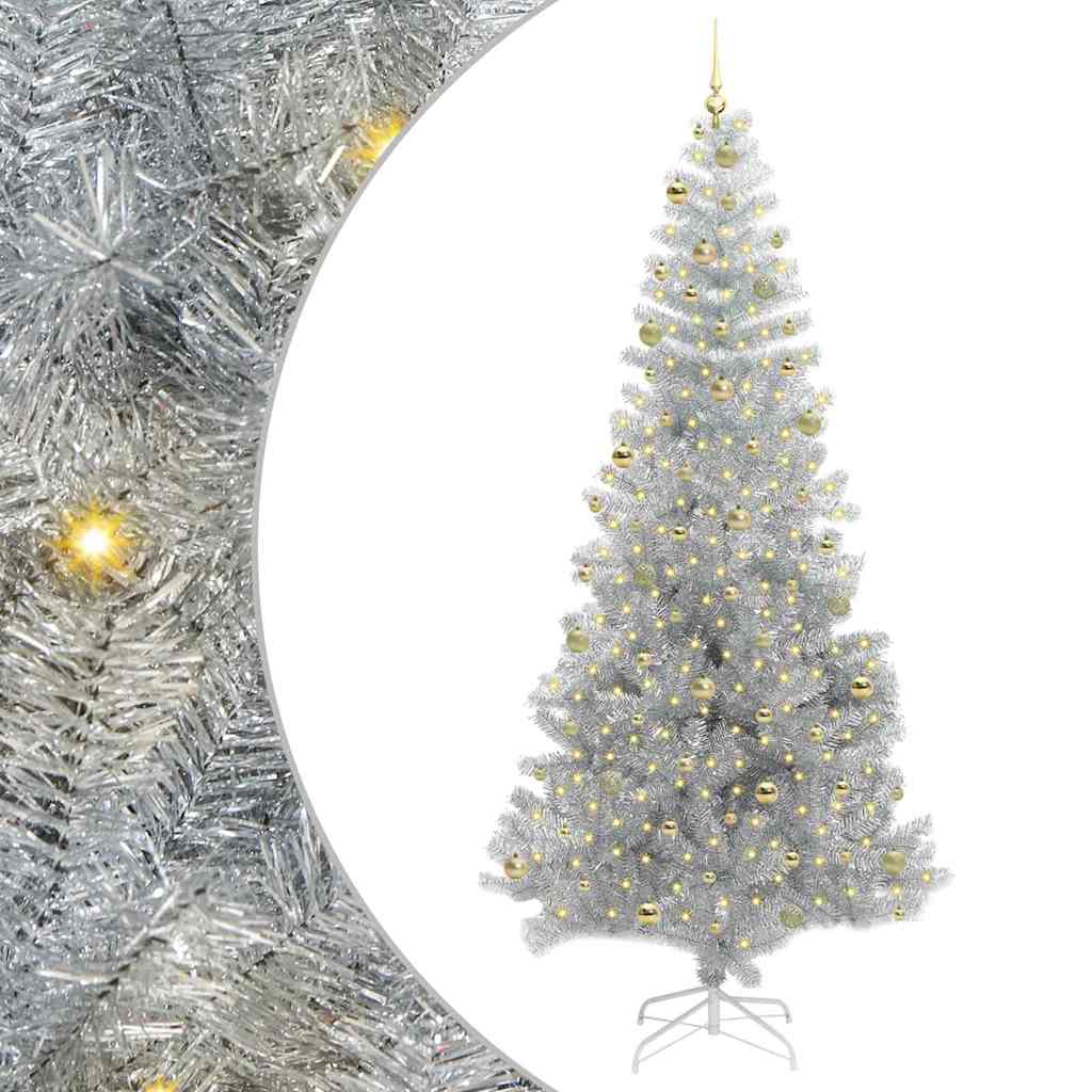 Albero di Natale con 300 LED con supporto Argento 240 cm PET
