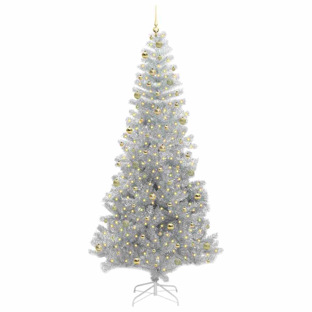 Albero di Natale con 300 LED con supporto Argento 240 cm PET