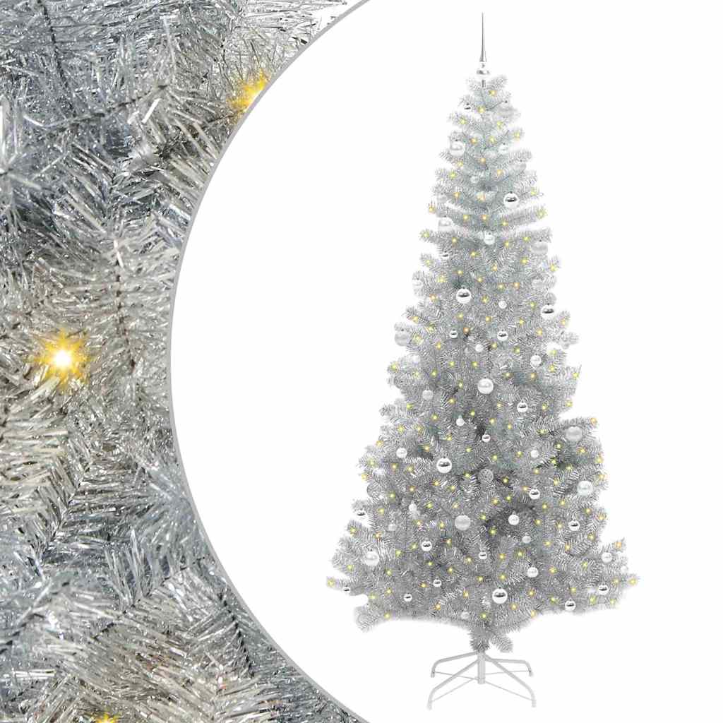 Albero di Natale con 300 LED con supporto Argento 240 cm PET