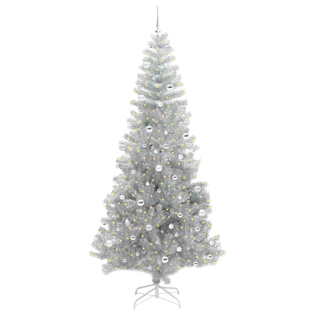Albero di Natale con 300 LED con supporto Argento 240 cm PET