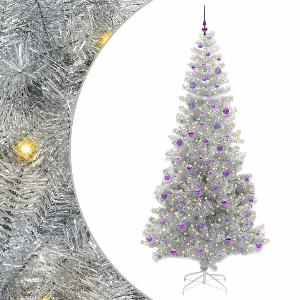 Albero di Natale con 300 LED con supporto Argento 240 cm PET