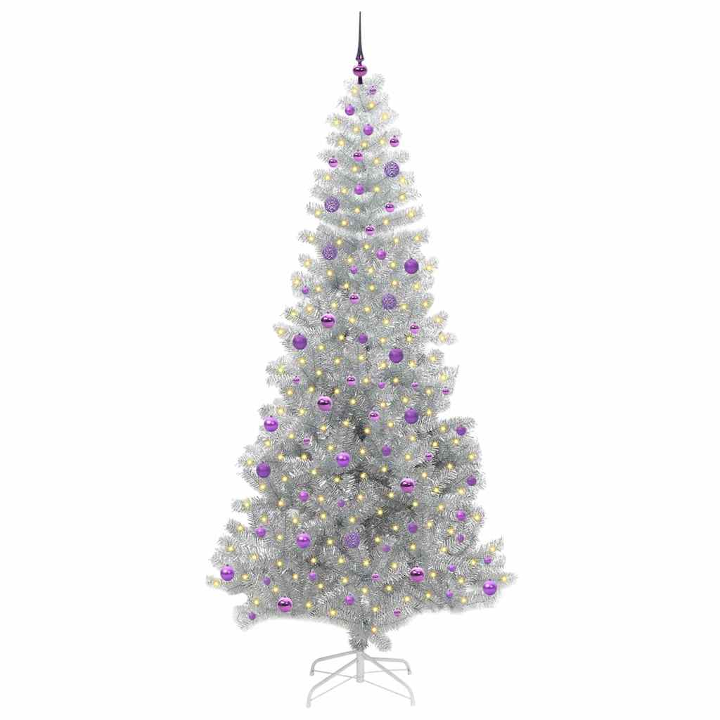 Albero di Natale con 300 LED con supporto Argento 240 cm PET