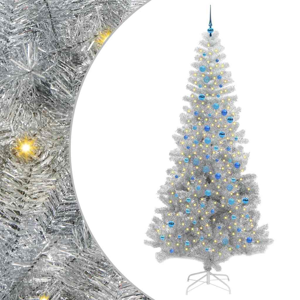 Albero di Natale con 300 LED con supporto Argento 240 cm PET