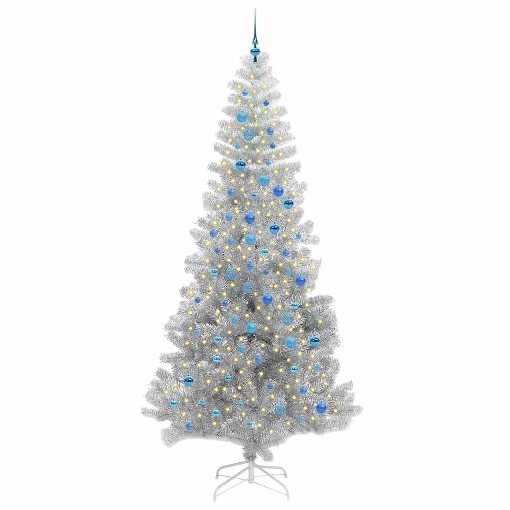 Albero di Natale con 300 LED con supporto Argento 240 cm PET