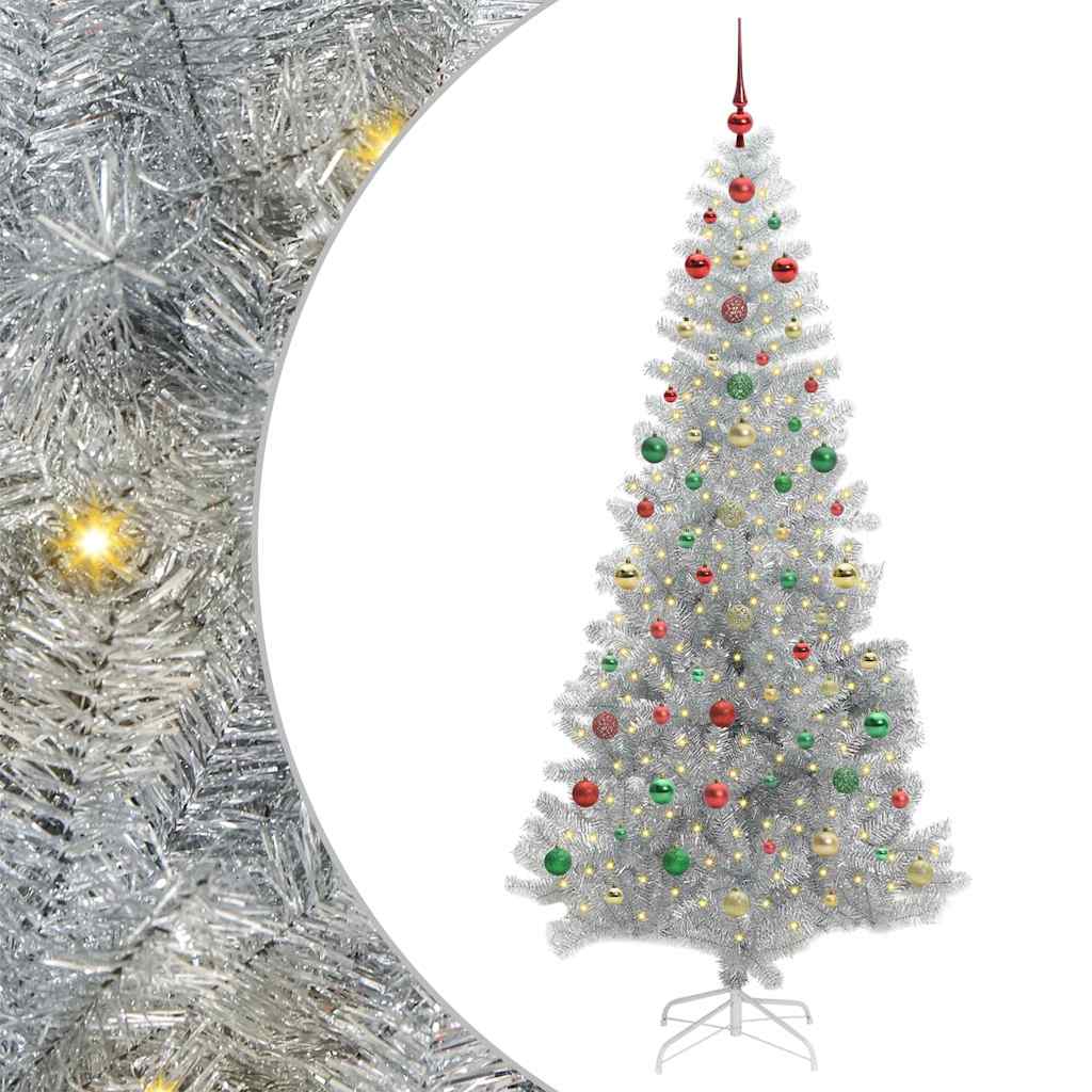 Albero di Natale con 300 LED con supporto Argento 240 cm PET