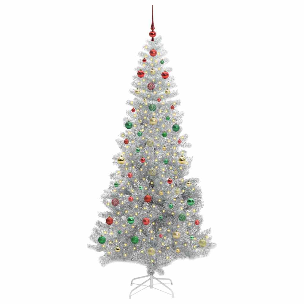 Albero di Natale con 300 LED con supporto Argento 240 cm PET