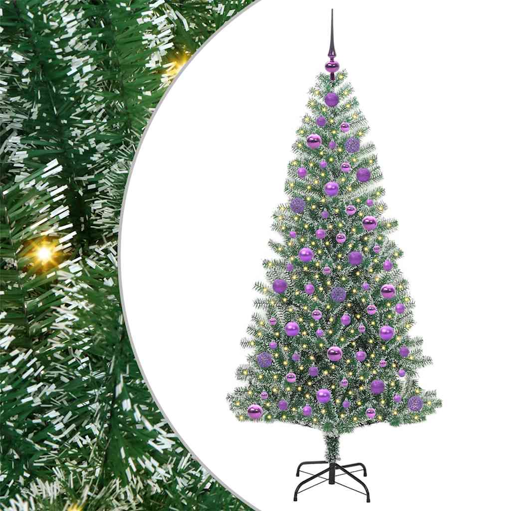 Albero di Natale Artificiale Imbiancato con Luci LED 180 cm