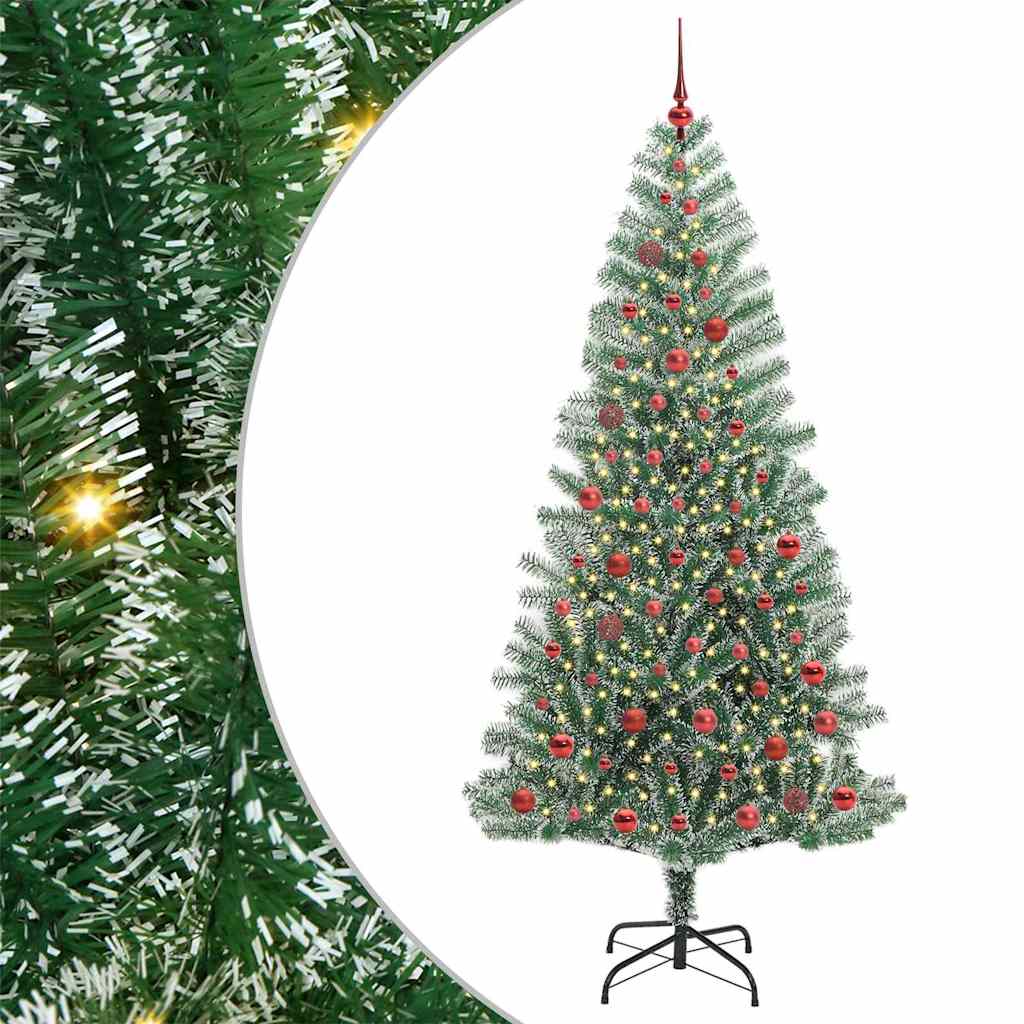 Albero di Natale Artificiale Imbiancato con Luci LED 210 cm