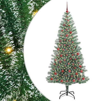 Albero di Natale Artificiale Imbiancato con Luci LED 210 cm