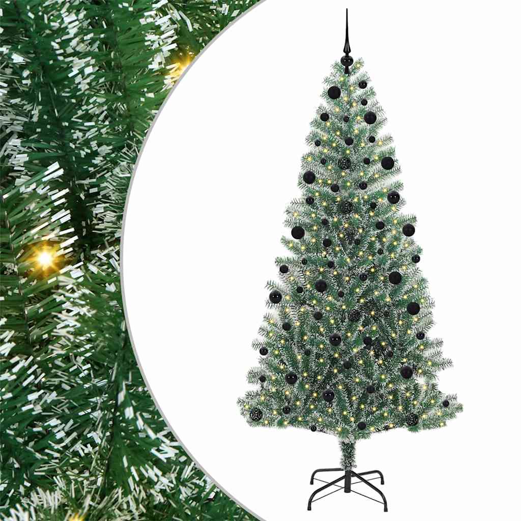 Albero di Natale Artificiale Imbiancato con Luci LED 210 cm