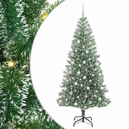Albero di Natale Artificiale Imbiancato con Luci LED 210 cm