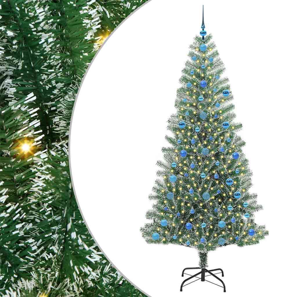 Albero di Natale Artificiale Imbiancato con Luci LED 210 cm