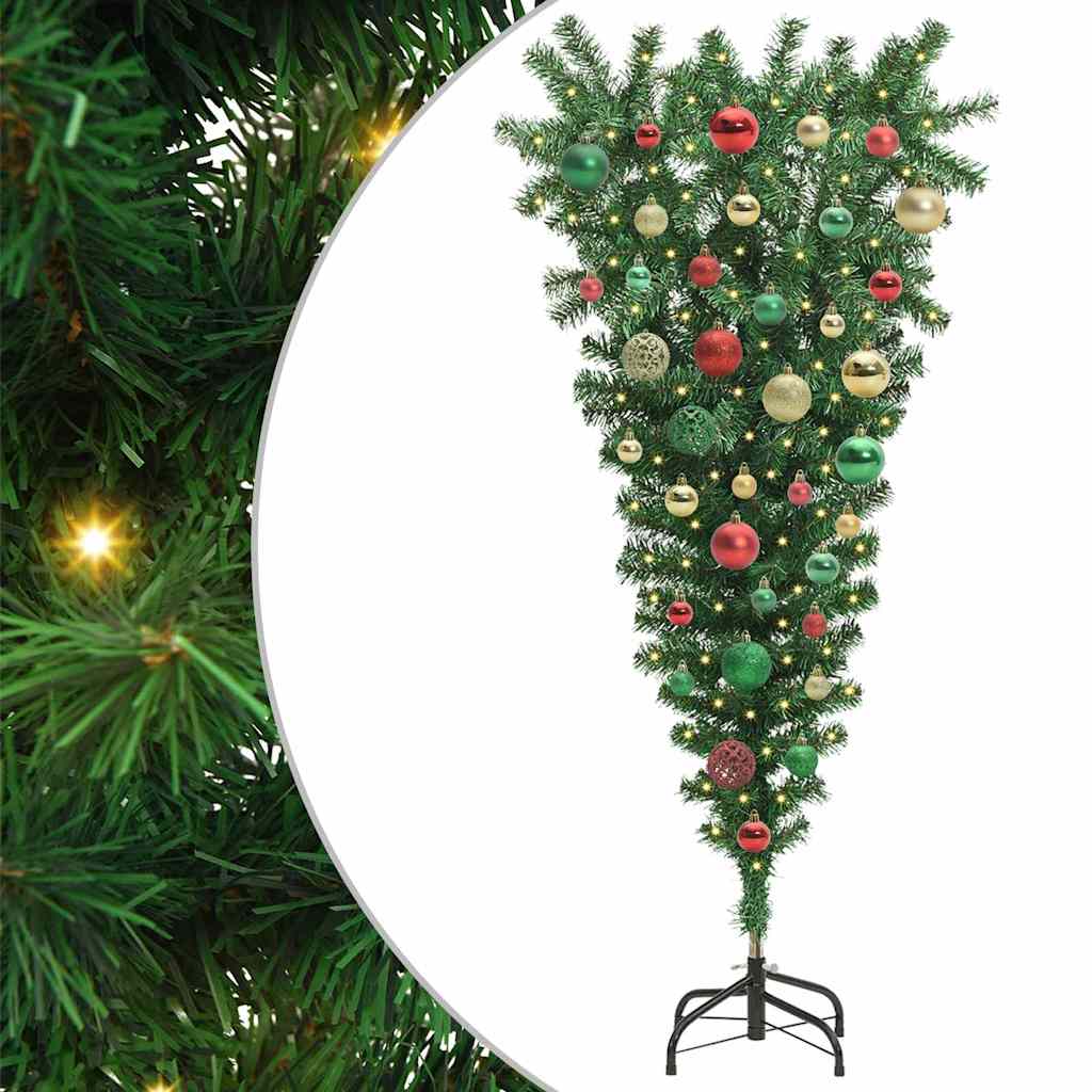 Albero di Natale artificiale preilluminato capovolto con set di palle