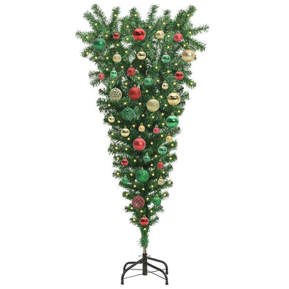Albero di Natale artificiale preilluminato capovolto con set di palle