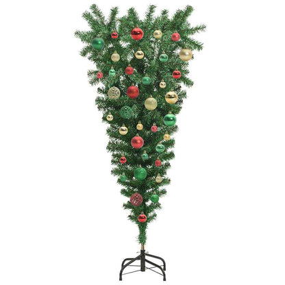 Albero di Natale artificiale preilluminato capovolto con set di palle