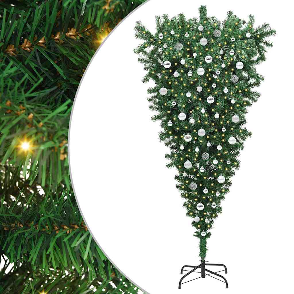 Albero di Natale artificiale pre-illuminato capovolto con set di palline