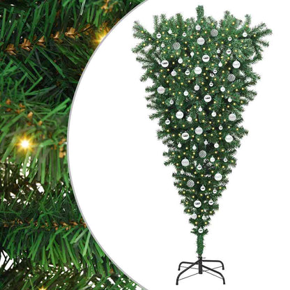 Albero di Natale artificiale pre-illuminato capovolto con set di palline