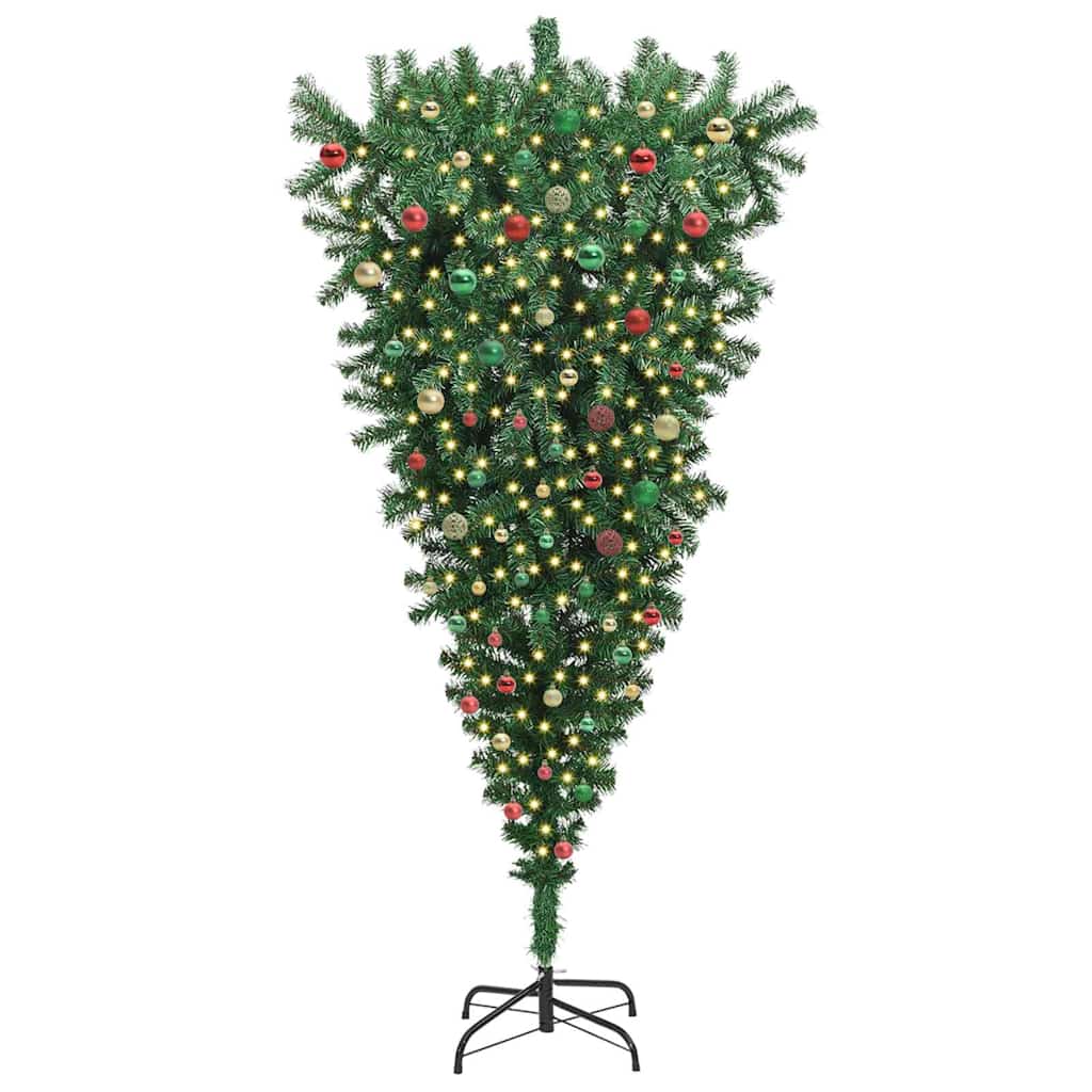 Albero di Natale artificiale pre-illuminato capovolto con set di palle