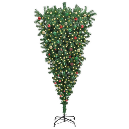 Albero di Natale artificiale pre-illuminato capovolto con set di palle