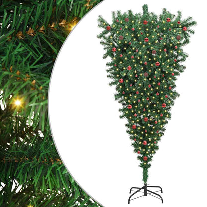 Albero di Natale artificiale pre-illuminato capovolto con set di palline