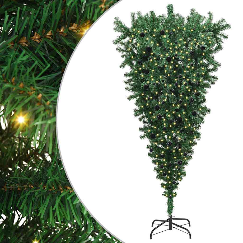 Albero di Natale artificiale preilluminato capovolto con set di palline