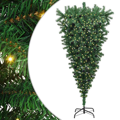 Albero di Natale artificiale preilluminato capovolto con set di palline