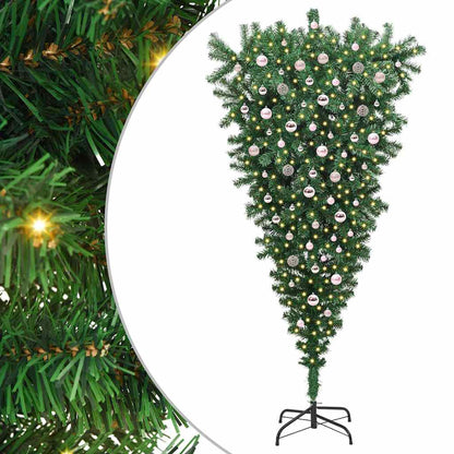 Albero di Natale artificiale rovesciato pre-illuminato con set di palline