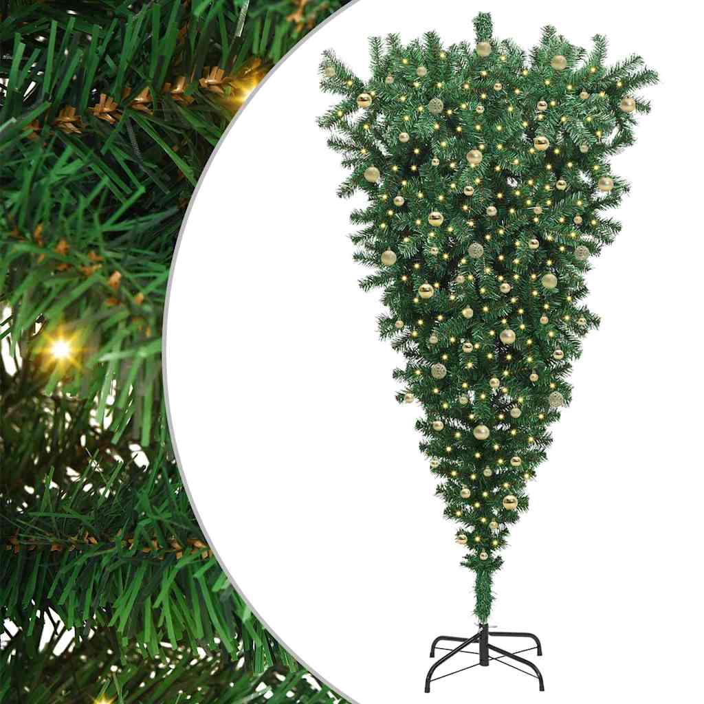 Albero di Natale artificiale pre-illuminato capovolto con set di palline