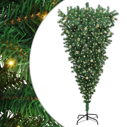 Albero di Natale artificiale pre-illuminato capovolto con set di palline