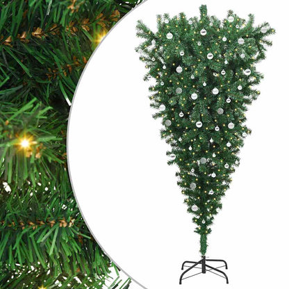 Albero di Natale artificiale preilluminato capovolto con set di palline