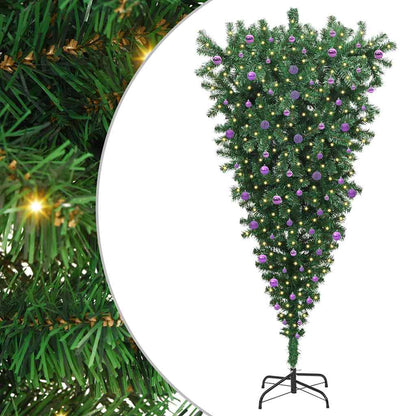 Albero di Natale artificiale preilluminato capovolto con set di palline