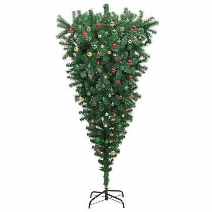 Albero di Natale artificiale preilluminato rovesciato con set di palle