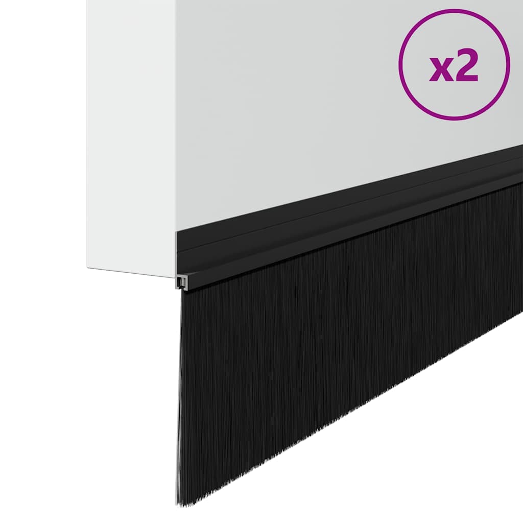 Spazzole per porte autoadesive 2 pcs Nero 100 cm | homemem39