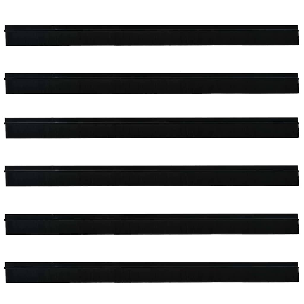 Spazzole per porte autoadesive 6 pcs Nero 100 cm
