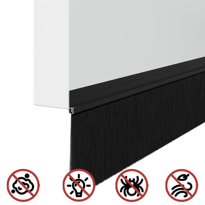Spazzole per porte autoadesive 6 pcs Nero 100 cm
