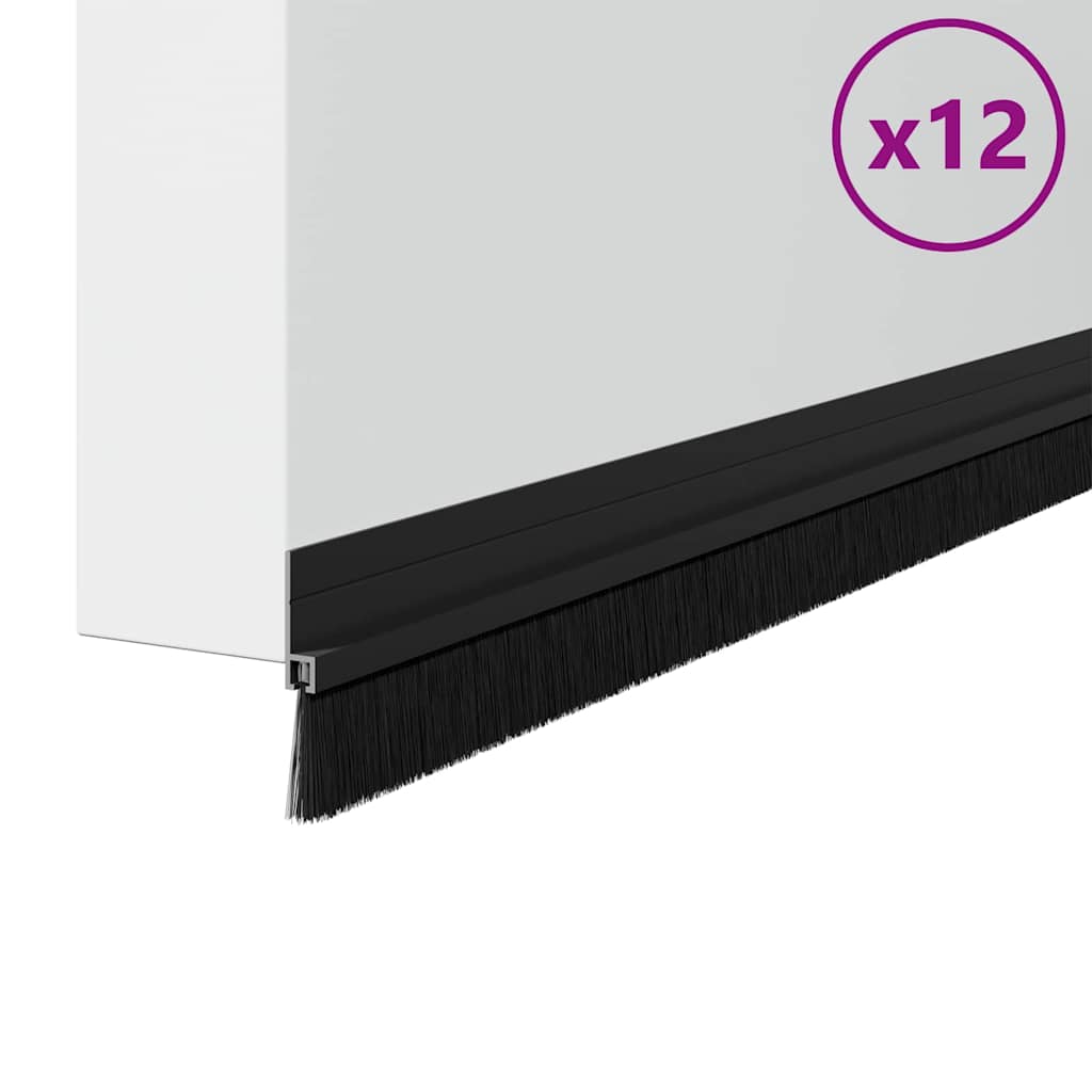 Spazzole per porte autoadesive 12 pcs Nero 100 cm | homemem39