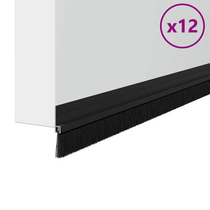 Spazzole per porte autoadesive 12 pcs Nero 100 cm | homemem39