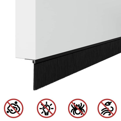 Spazzole per porte autoadesive 12 pcs Nero 100 cm | homemem39